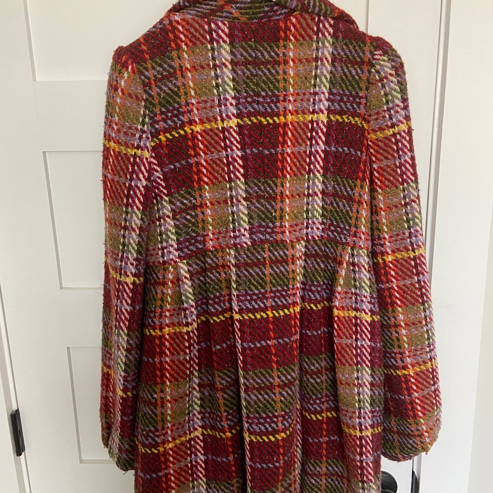 Larok Multi-Colored Plaid Wool- Blend Peacoat - image 4